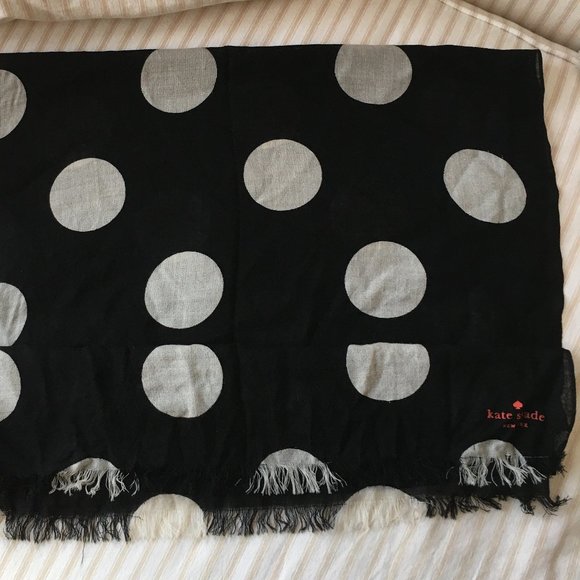 Kate Spade Black & White Wool Scarf - Picture 4 of 5